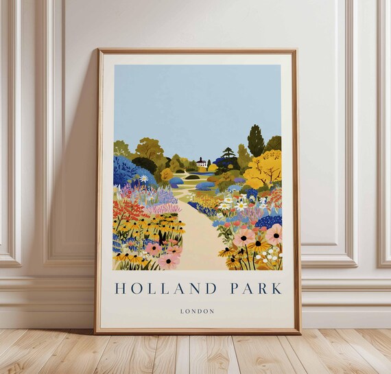 Holland Park London Flower Filled Garden Path Spring Travel Poster