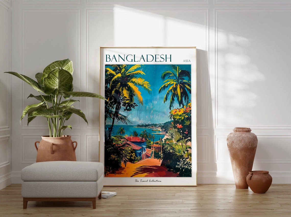 Bangladesh Poster Bangladesh Travel Print Islamic Travel Poster Islamic Decor Middle Eastern Art Travel Gift Floral Print - Image 2