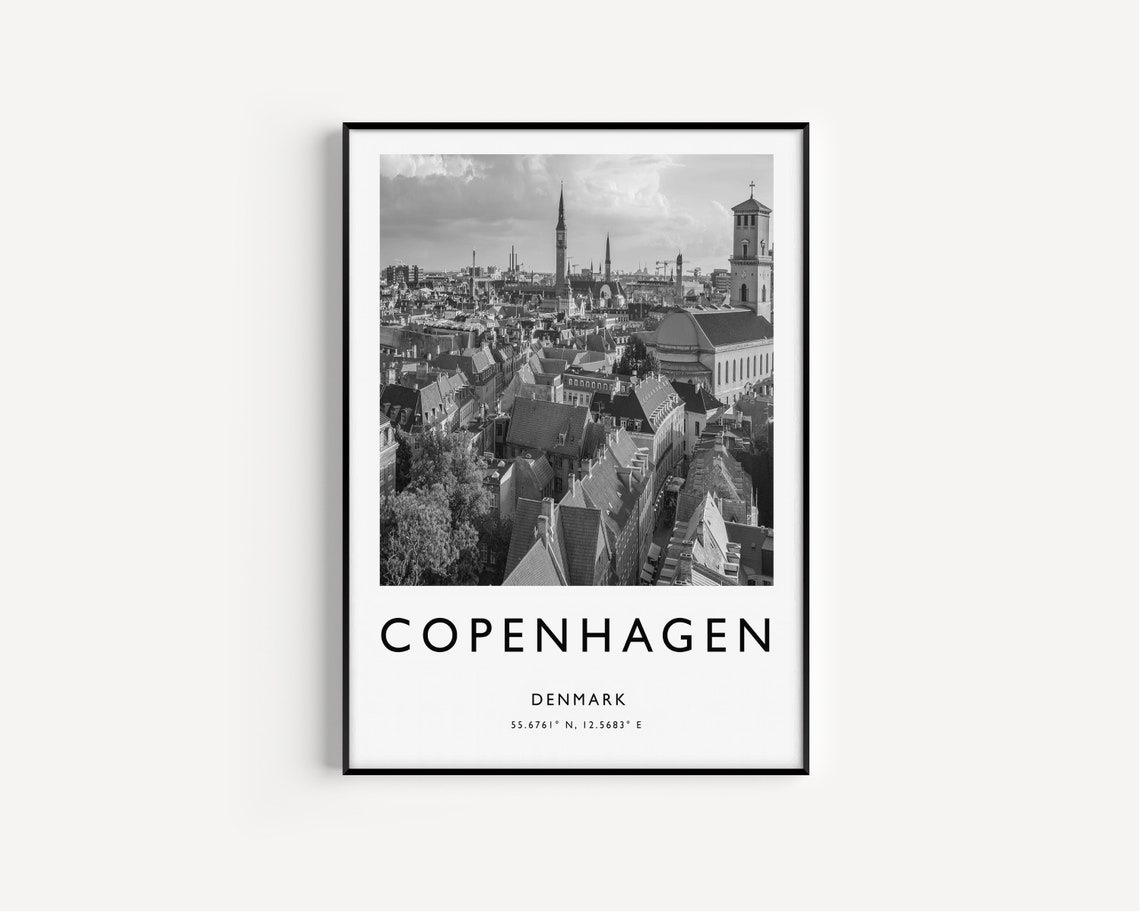 Copenhagen Travel Print Copenhagen Travel Poster Denmark Print Travel Gift Travel Art Travel Decor Black And White - Image 2