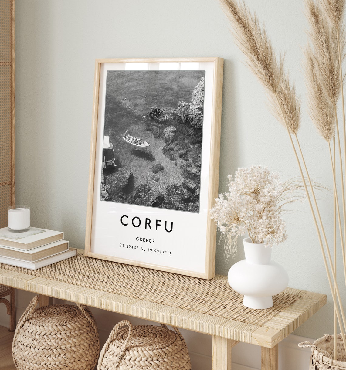 Corfu Travel Print Corfu Travel Poster Greece Travel Print Greek Print Black And White Travel Poster Travel Art Travel Gift - Image 2