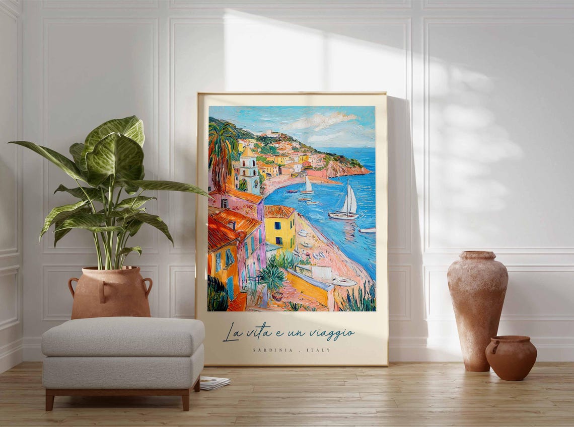 Sardinia Poster Italian Travel Print Sardinia Travel Art Sardinia Wall Art Italy Art Italy Travel Decor Italian Travel Gift - Image 3