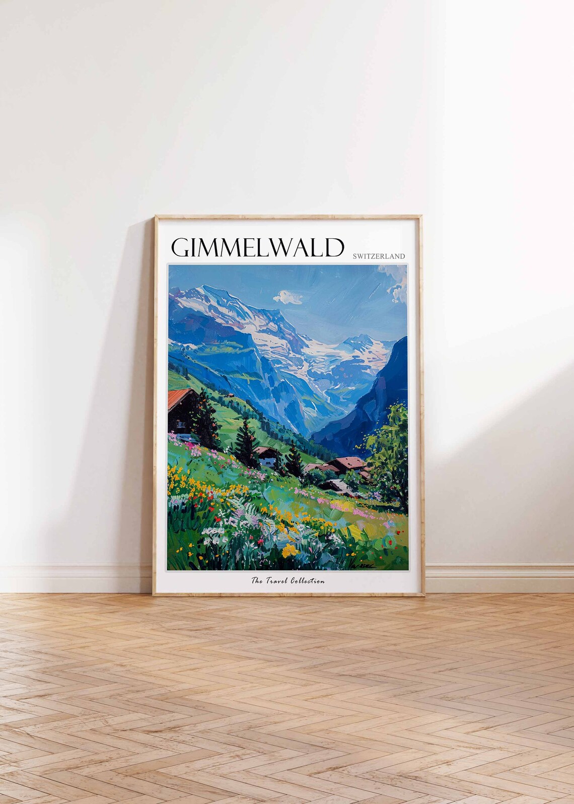 Gimmelwald Switzerland Alpine Valley Chalets Wildflower Poster - Image 2