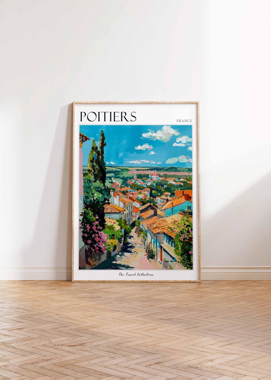 Poitiers France Historic Old Town Rooftops Colorful Street Art Poster - Image 2
