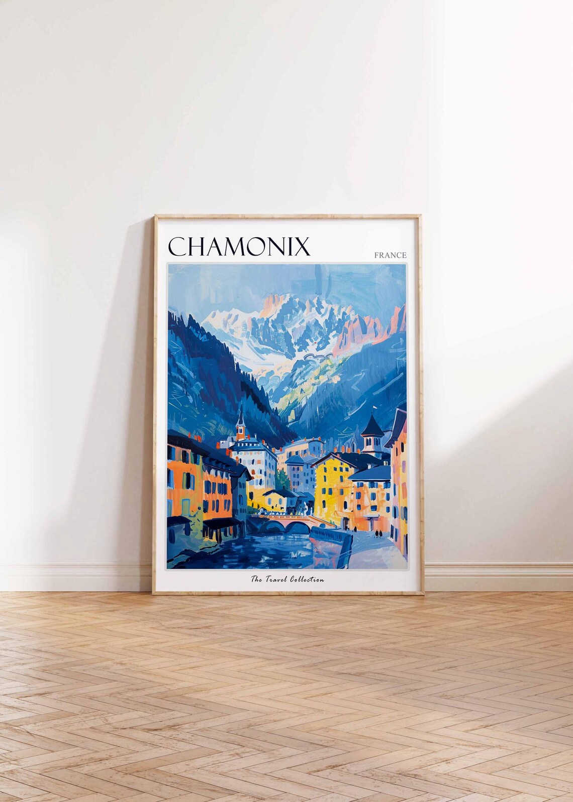 Chamonix France Alpine Town Snowy Peaks Valley Travel Poster - Image 2