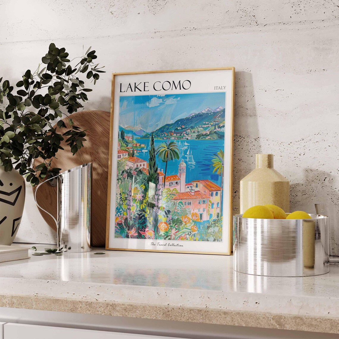 Lake Como Italy Lakeside Village Sailboats Flower Garden Poster - Image 2