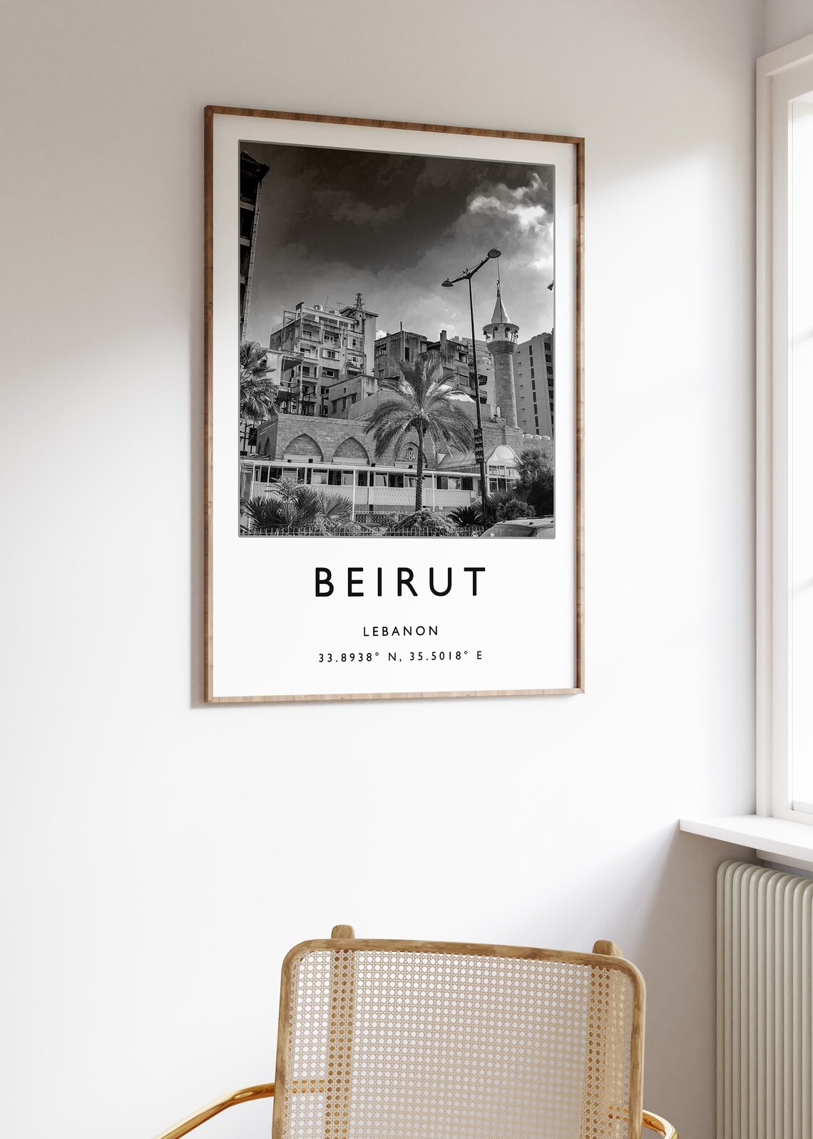 Beirut Black and White Mosque City Photo Lebanon Travel Poster - Image 3