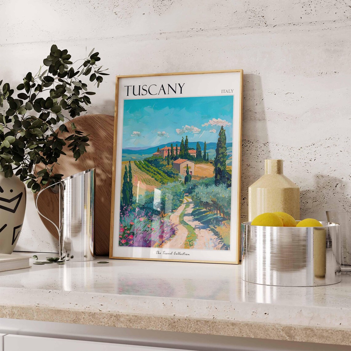 Tuscany Italy Countryside Villa Cypress Painted Travel Poster - Image 3