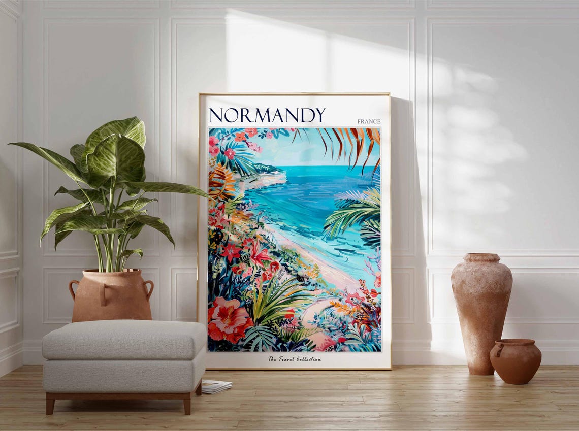 Normandy Poster France Travel Print French Decor Europe Travel Poster European Wall Art Normandy Gift Normandy Travel Poster - Image 3