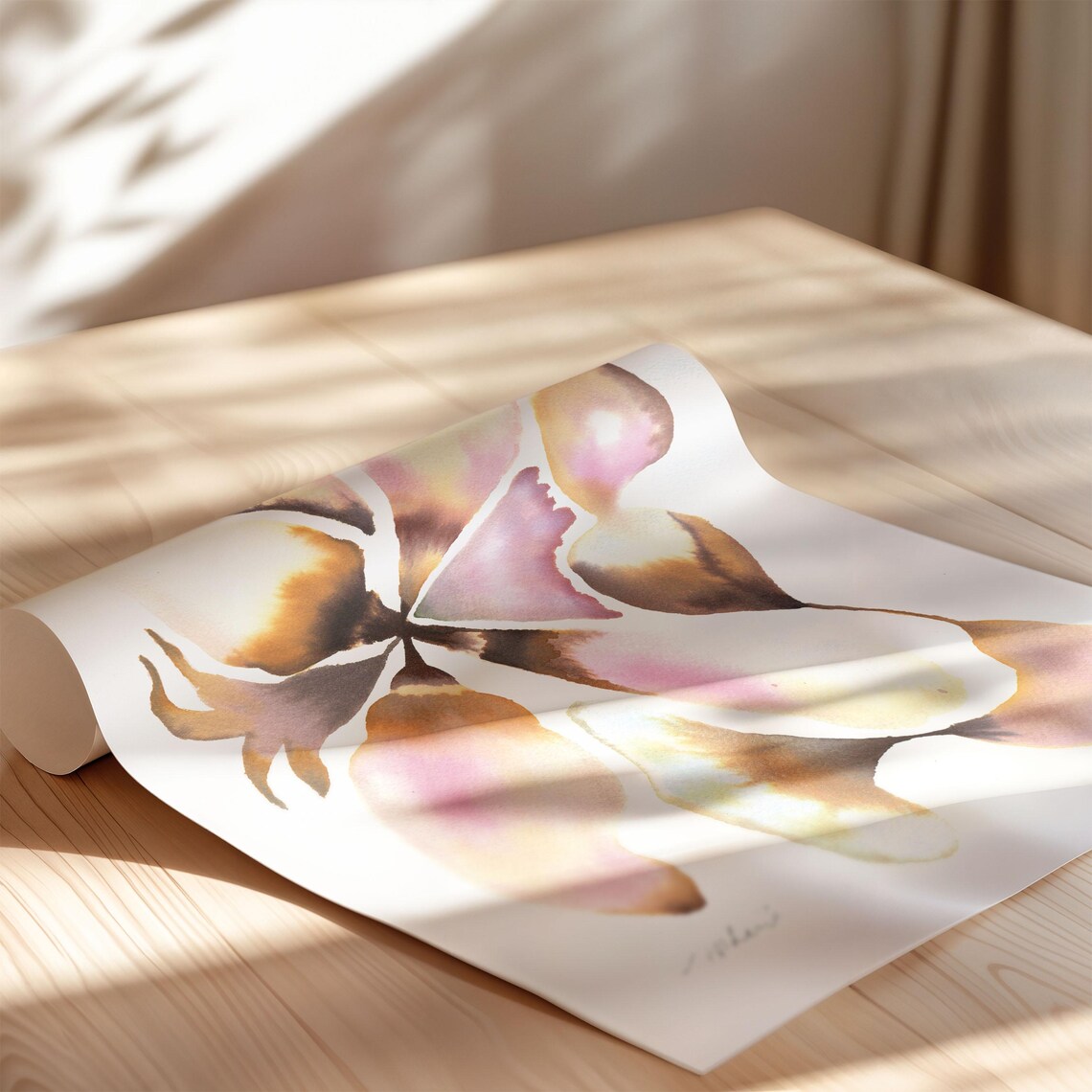 Earth Tone Watercolor Petal Bloom Abstract Botanical Art Poster - Image 3