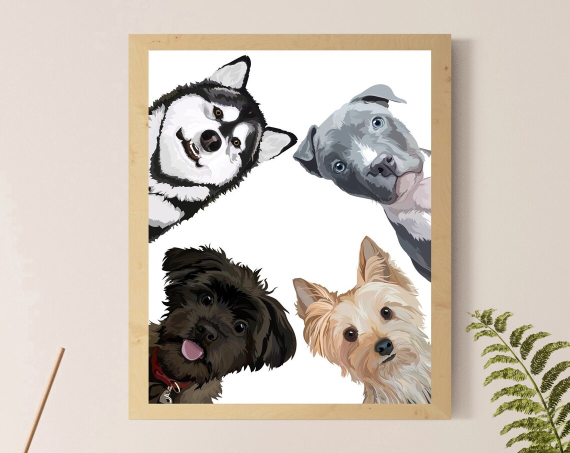 Pet Custom Portrait Pet Painting Peekaboo Pet Memorial Portrait From Photo Pet Loss Gift Pet Lovers Custom Dog Portrait Peekaboo