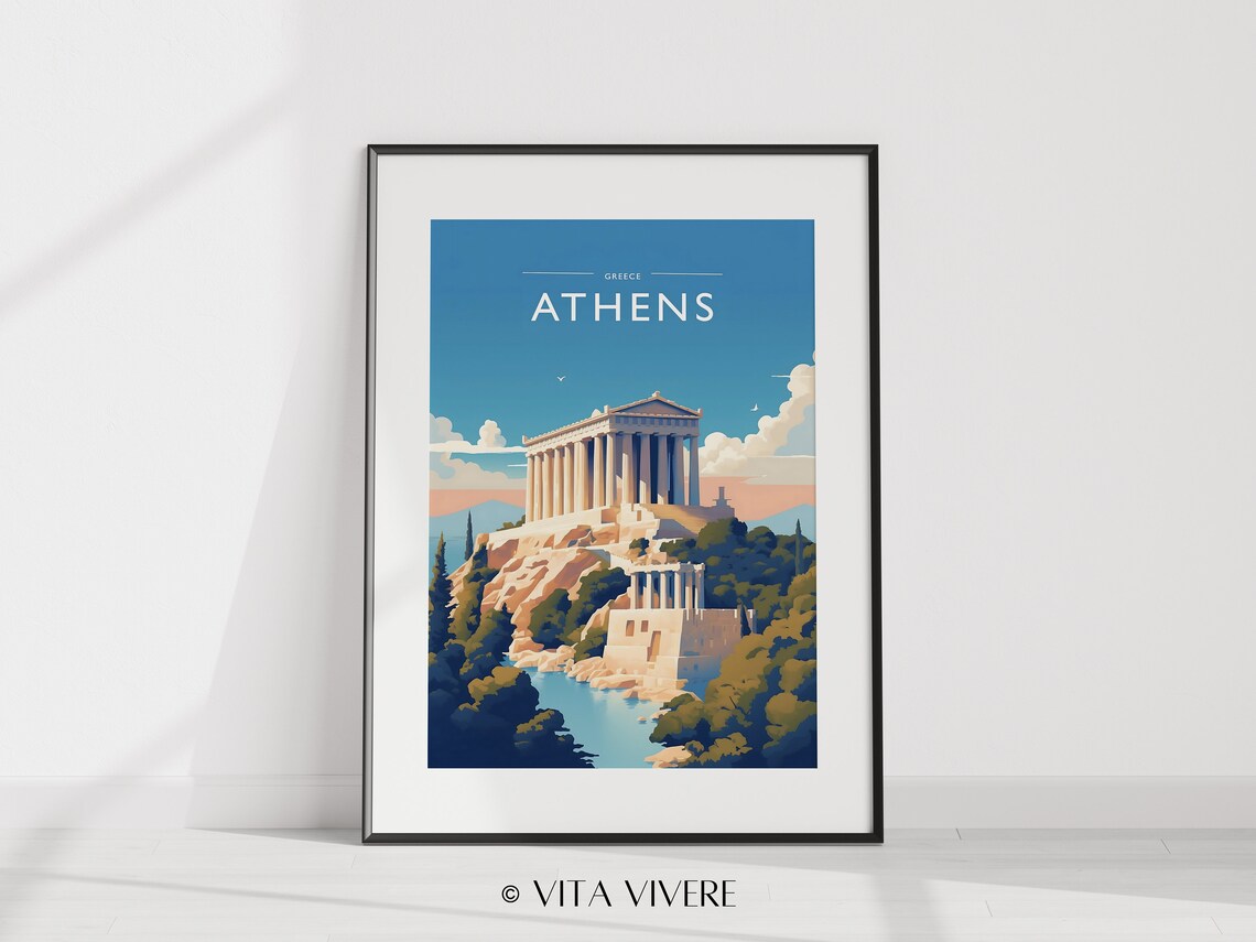 Athens Greece Parthenon Acropolis Ancient Hill Ruins Travel Poster - Image 2