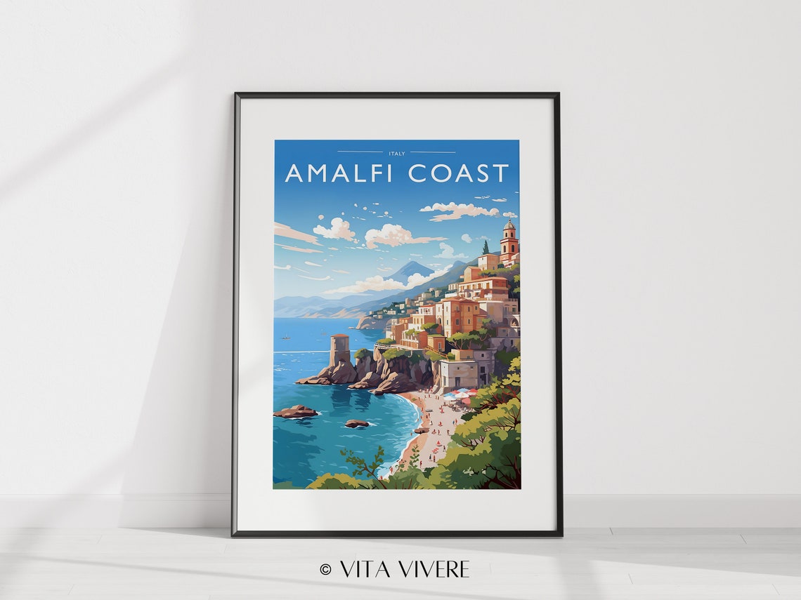 Amalfi Coast Travel Print Art Amalfi Coastal Art Amalfi Wall Print Italy Artwork Amalfi Travel Poster Gift Amalfi Wall Hanging Travel Gift - Image 2