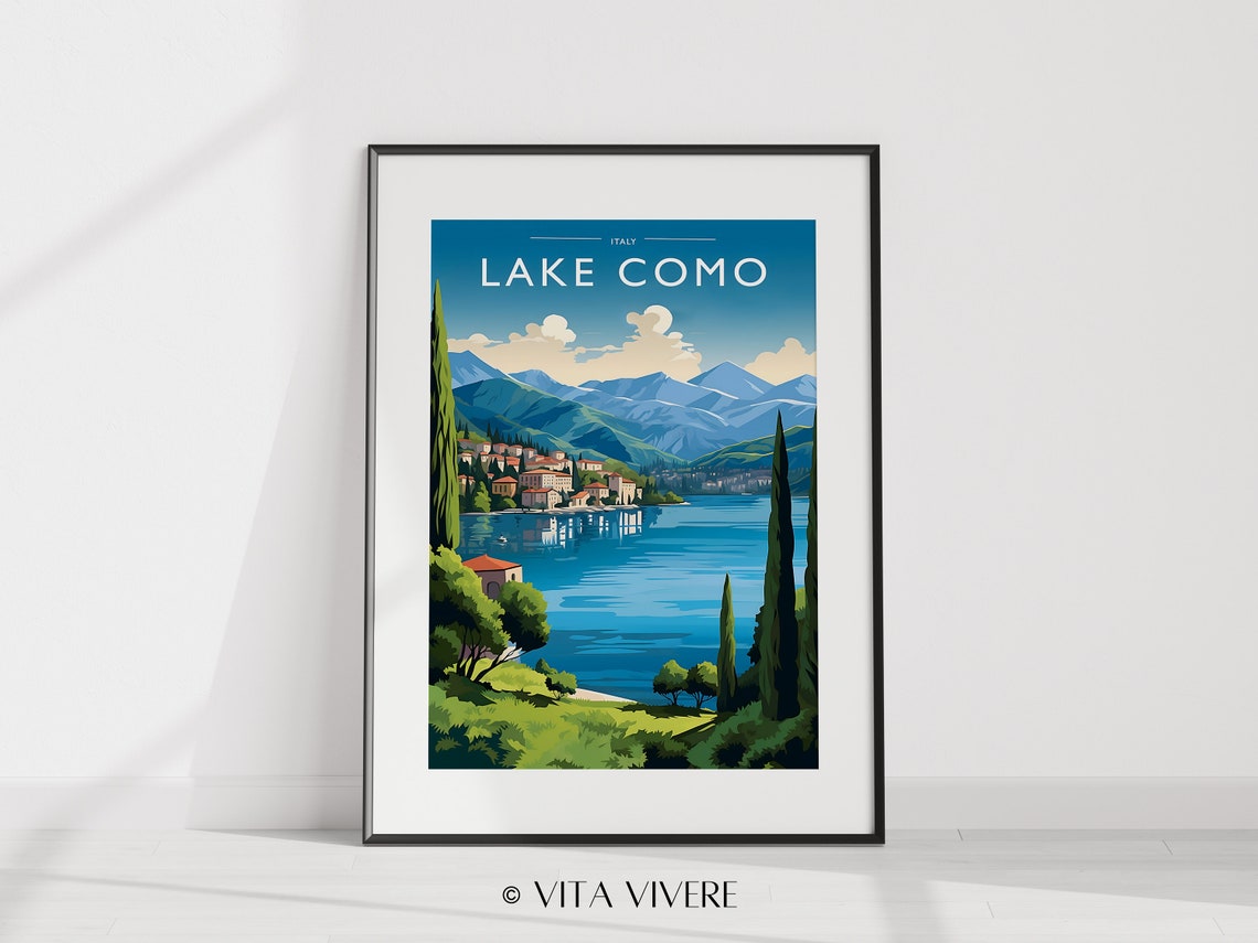 Lake Como Italy Lakeside Village Alpine Mountains Travel Poster - Image 2