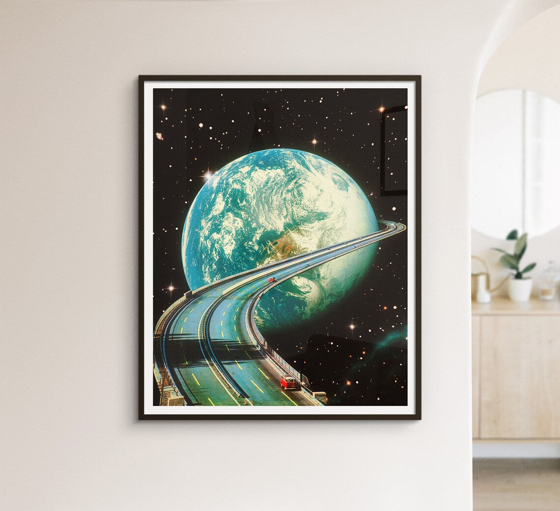 Highway Home Sci-Fi Poster, Retro Space Collage - Image 3
