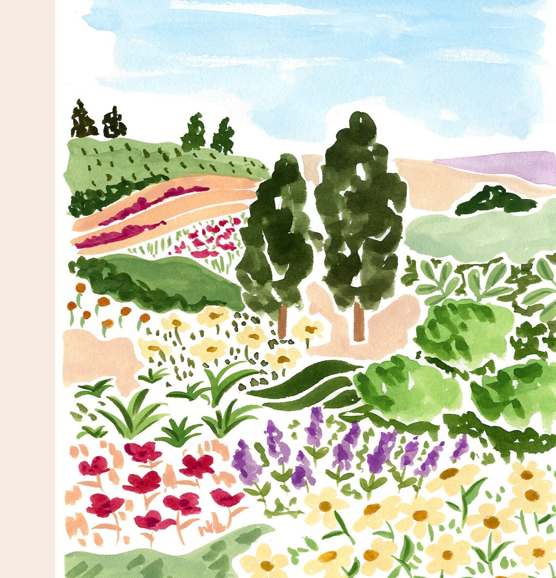 Tuscany Travel Poster, Watercolor Landscape Art Print - Image 3