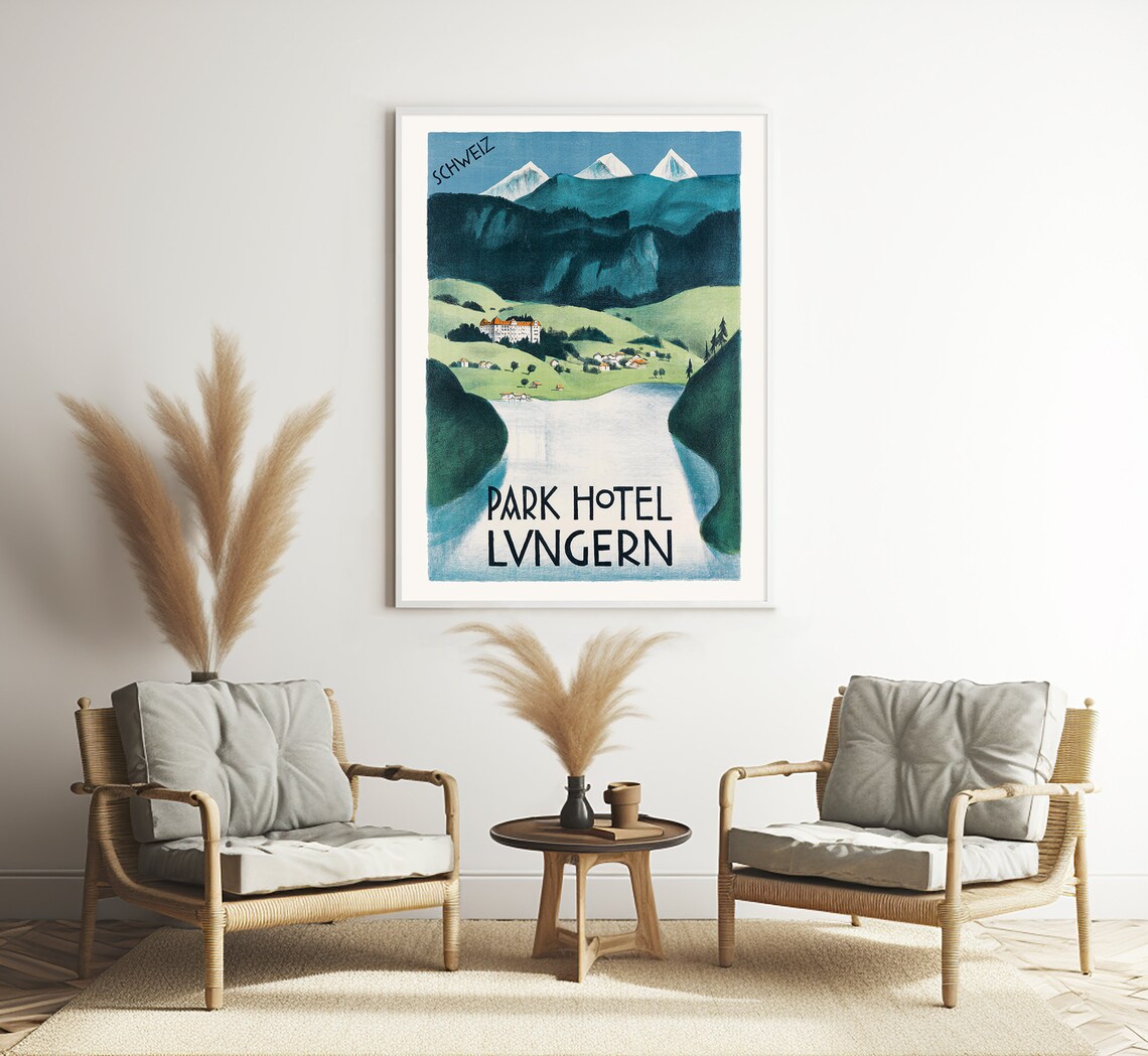Park Hotel Lungern, Switzerland Vintage Travel Poster - Image 3