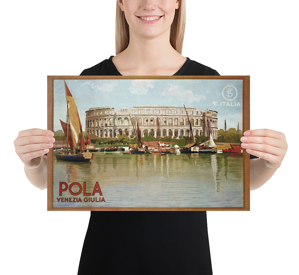 Pola Venezia Giulia Roman Amphitheatre Harbor Sailboats Italia Poster - Image 2