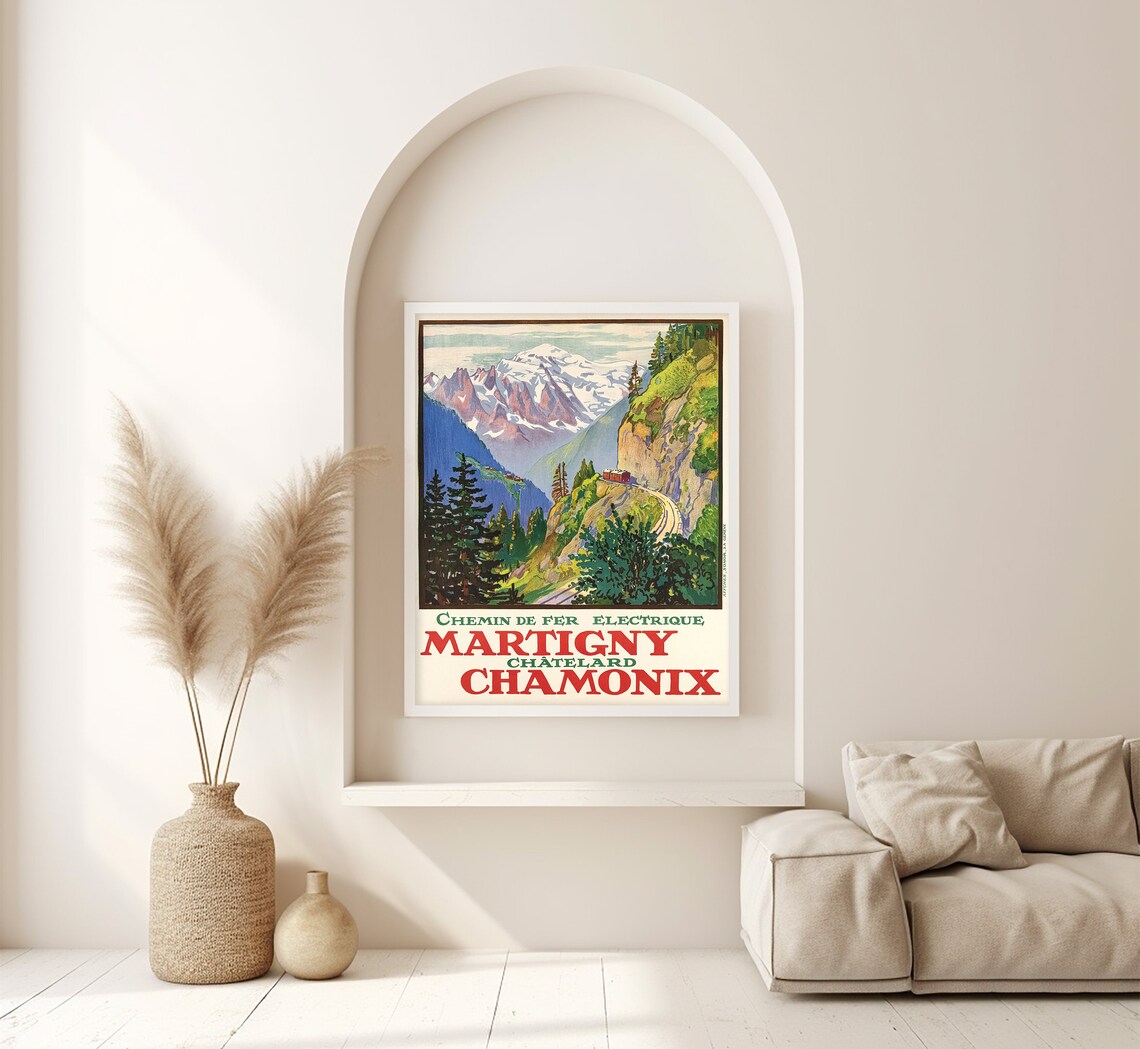 Martigny Chamonix Switzerland Vintage Travel Poster - Image 2