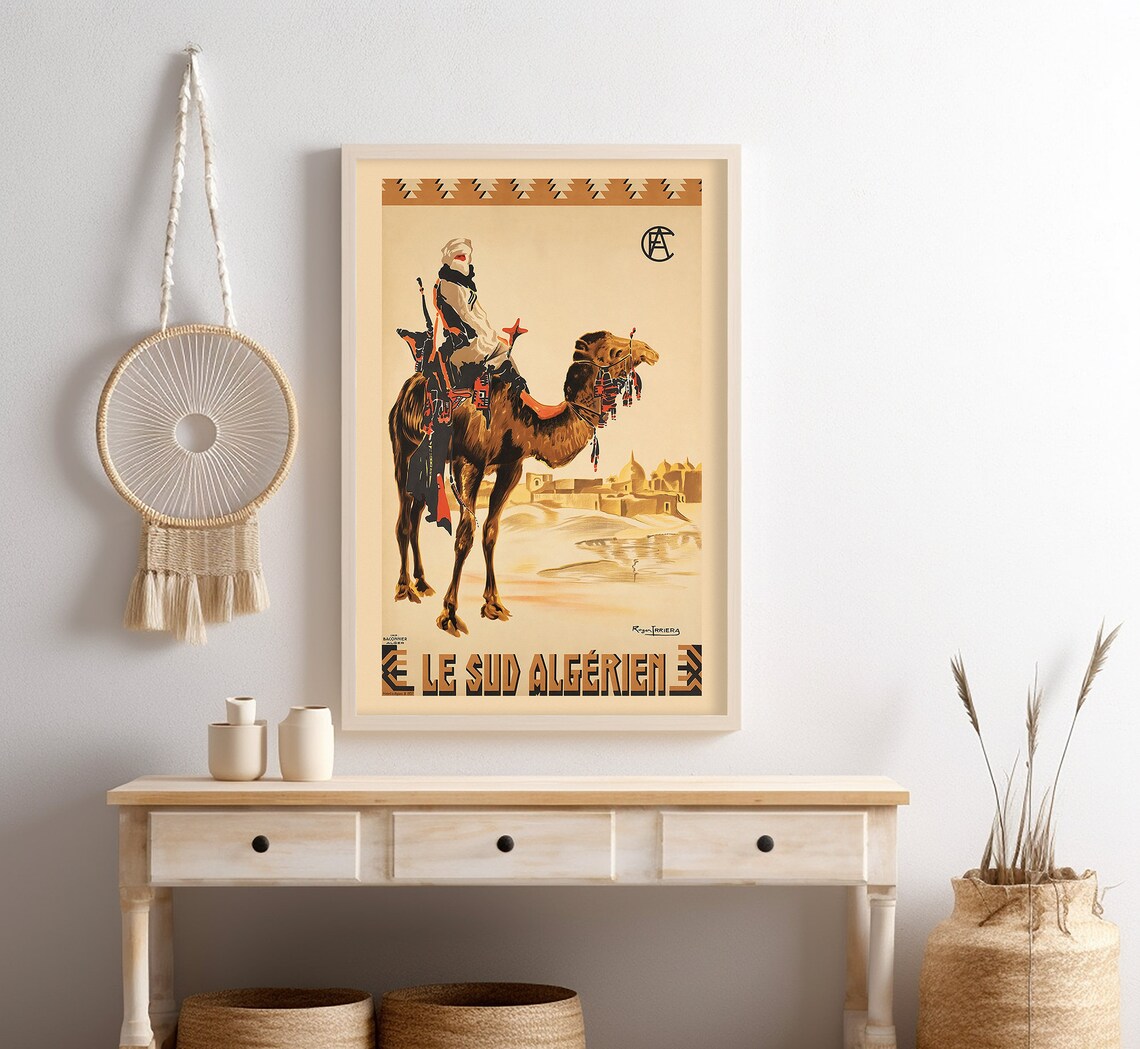 Bedouin on Camel Algeria Vintage Travel Poster - Image 4