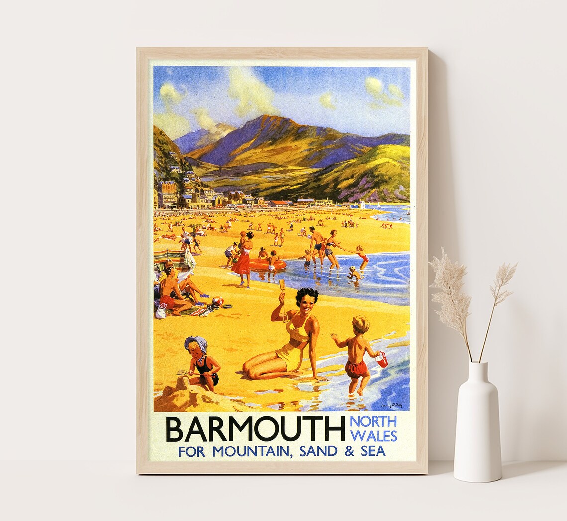 Barmouth, North Wales Vintage Travel Poster Print