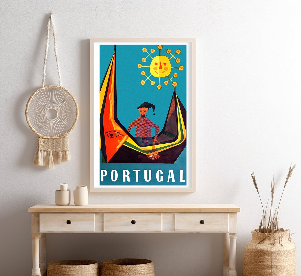 Fisherman In Boat Portugal Vintage Travel Poster - Image 4