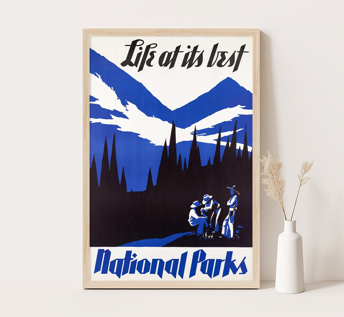 Life at its Best National Parks Vintage Camping Travel Poster Print