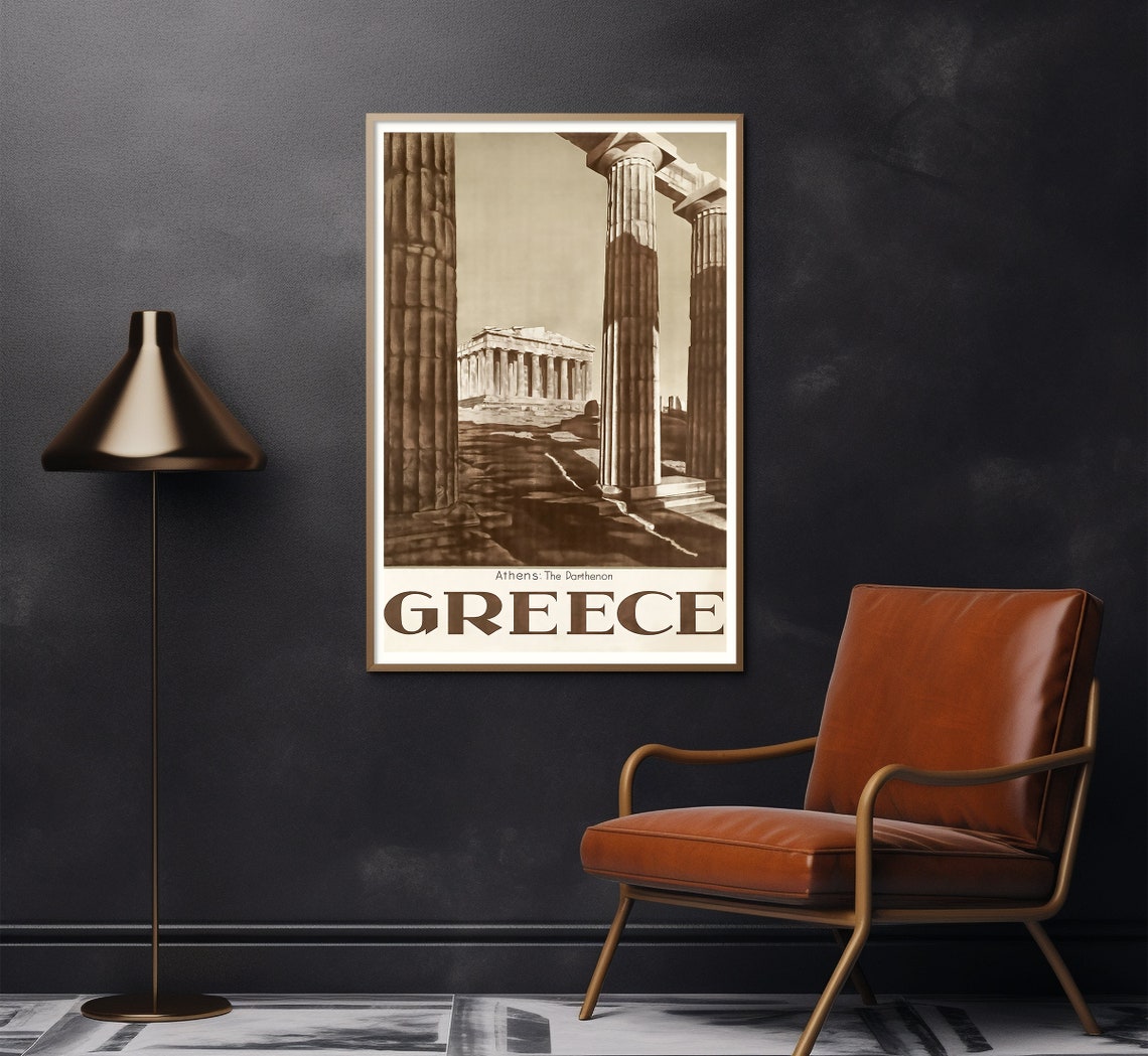 Athens Greece Parthenon Columns Ancient Ruins Vintage Travel Poster - Image 2