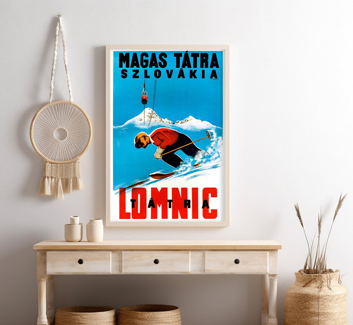 Lomnica Slovakia High Tatras Vintage Ski Resort Mountain Travel Poster - Image 4