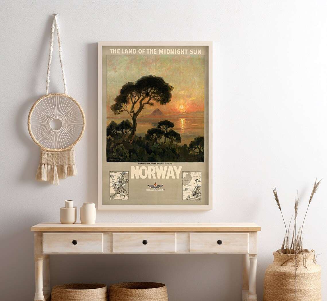 Norway Land Of The Midnight Sun State Railways Vintage Travel Poster - Image 4