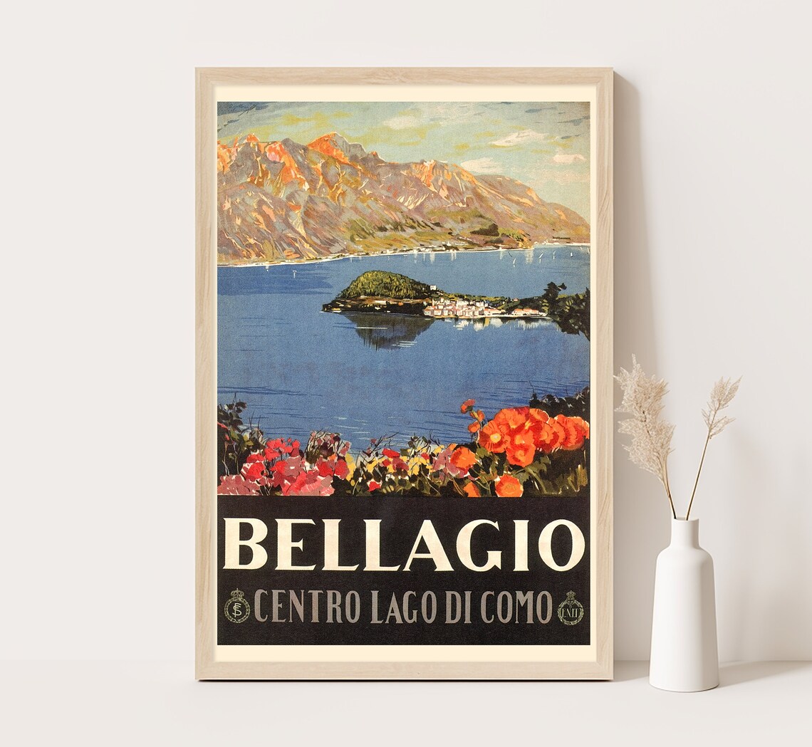 Bellagio, Lake Como Italy Vintage Travel Poster