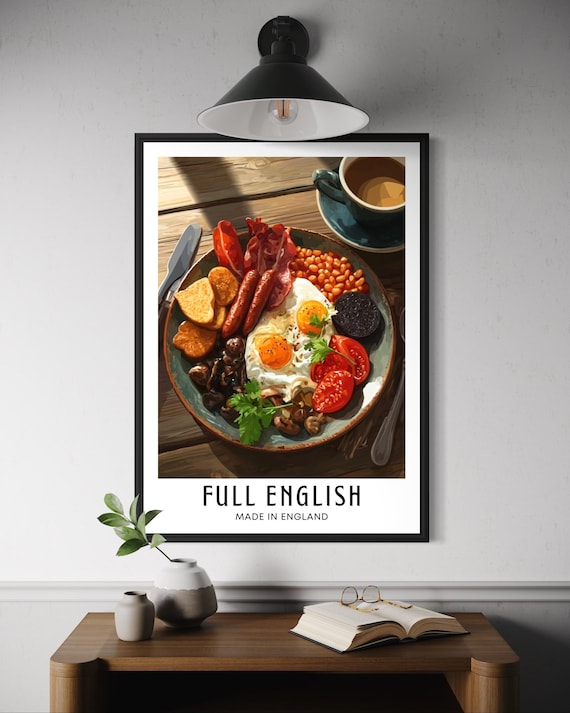 Full English Breakfast Poster, British Kitchen Decor