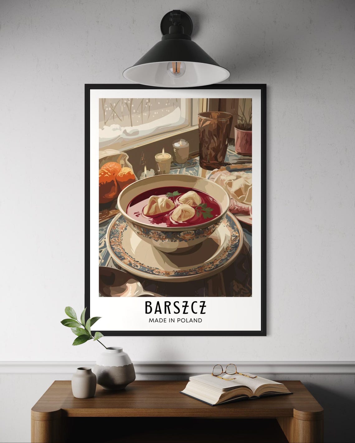 Barszcz Polish Beetroot Soup Bowls Winter Window Food Poster