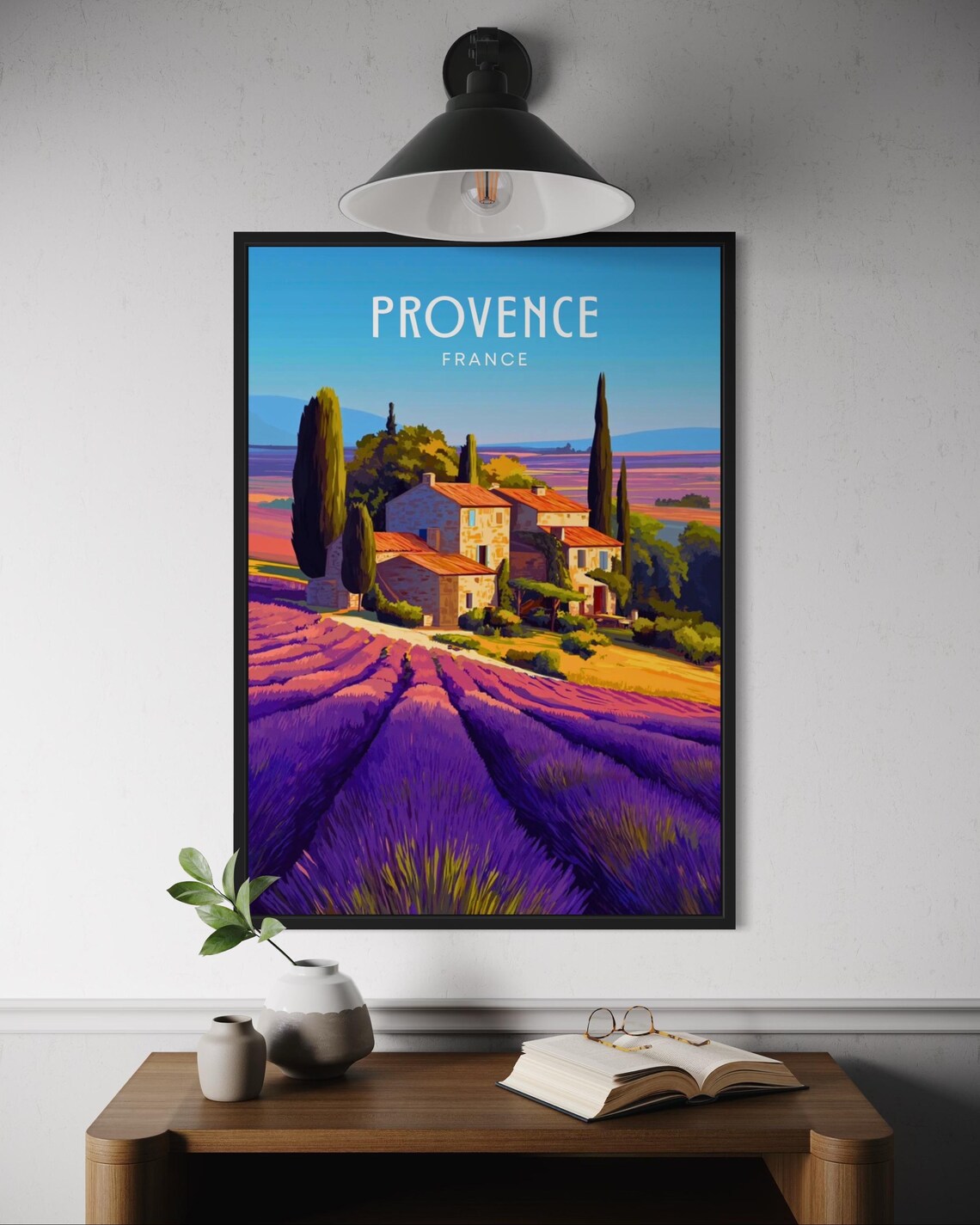 Provence France Lavender Fields Stone Farmhouse Vintage Travel Poster
