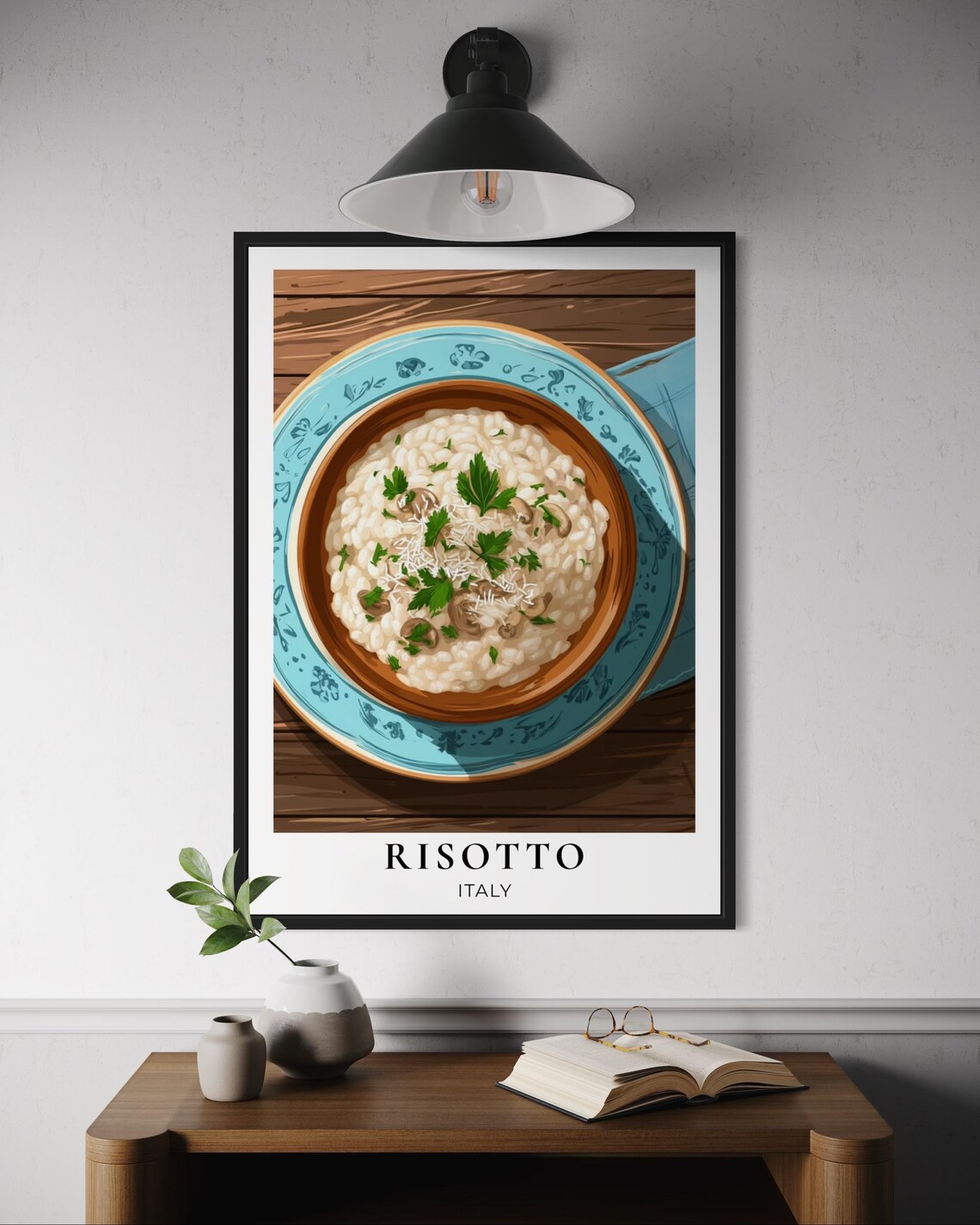 Risotto Italy Creamy Mushroom Risotto Illustrated Italian Food Poster