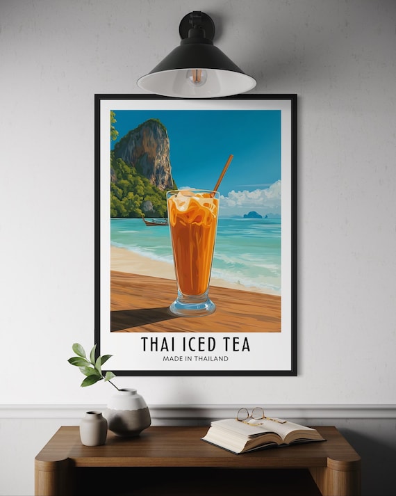 Thai Iced Tea Made in Thailand Tropical Beach Glass Kitchen Poster
