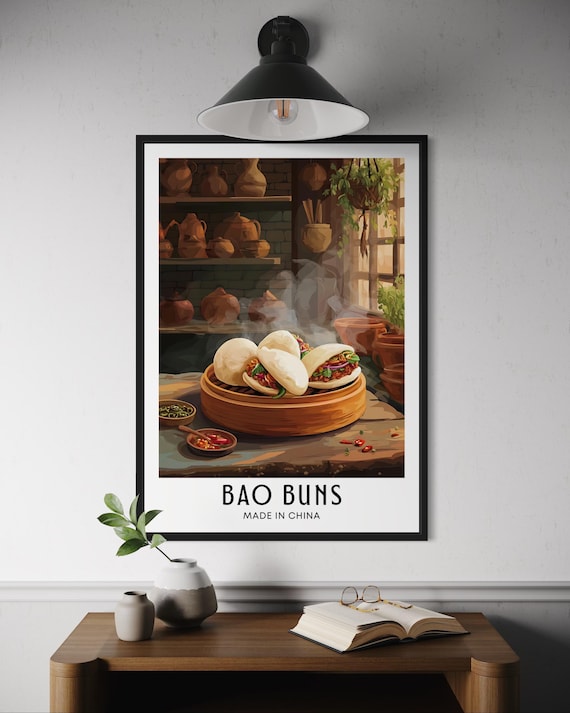 Bao Buns Chinese Street Food Steamer Kitchen Illustration Poster