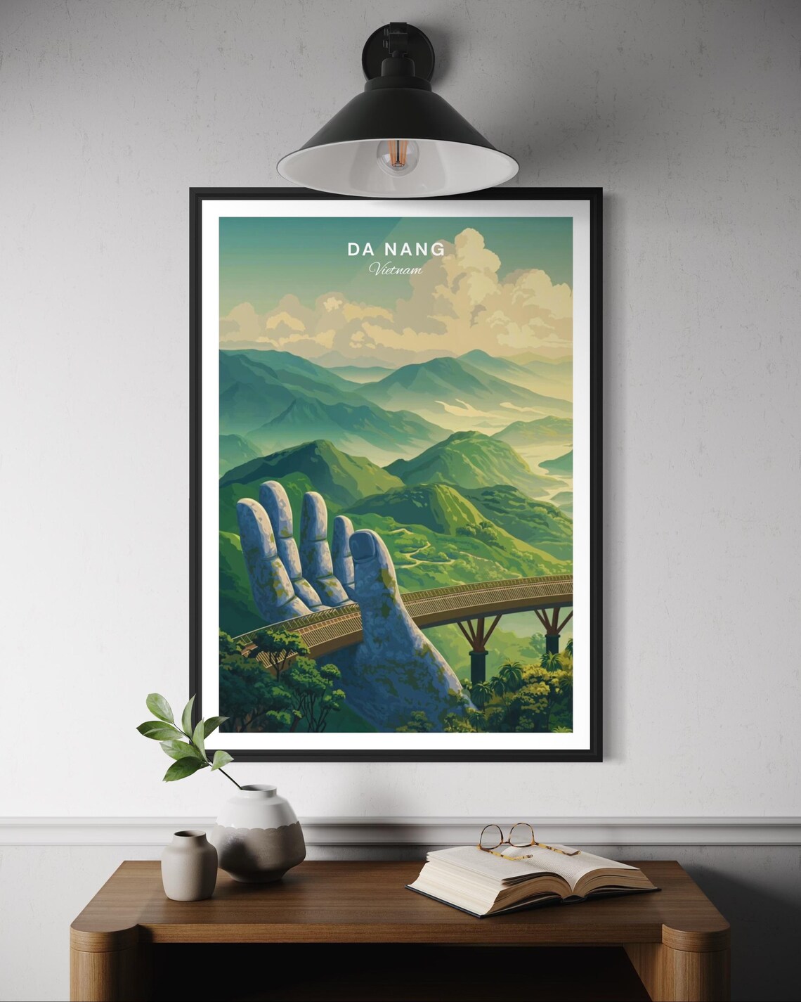 Da Nang Vietnam Travel Poster, Golden Bridge