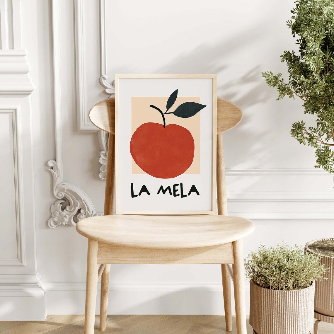 La Mela Red Apple Italian Food Art Bold Minimalist Kitchen Poster - Image 2