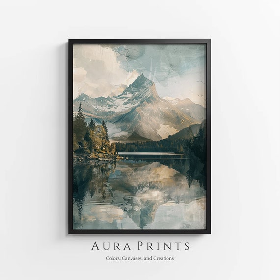 Summer Mountain Escape Lake Scene Cottage Wall Art 0474