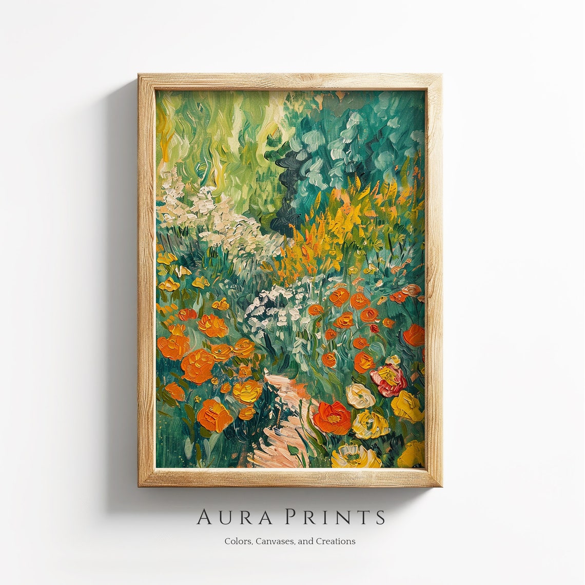 Impressionist Flower Garden Poppy Path Vintage Oil Painting Poster