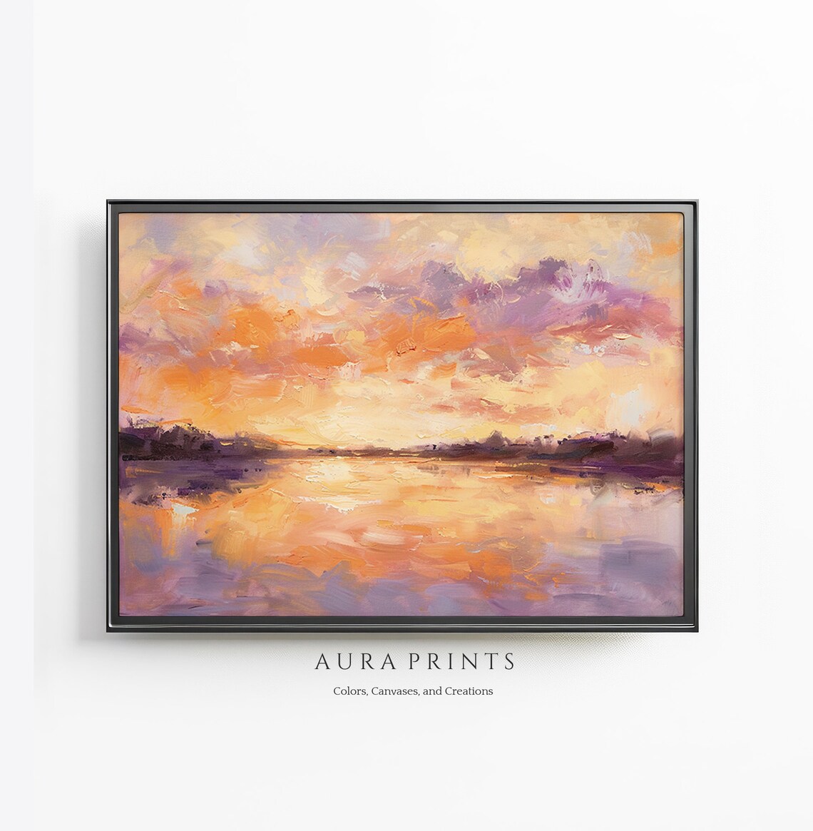 Sunset Over Water Vintage Landscape Art Print