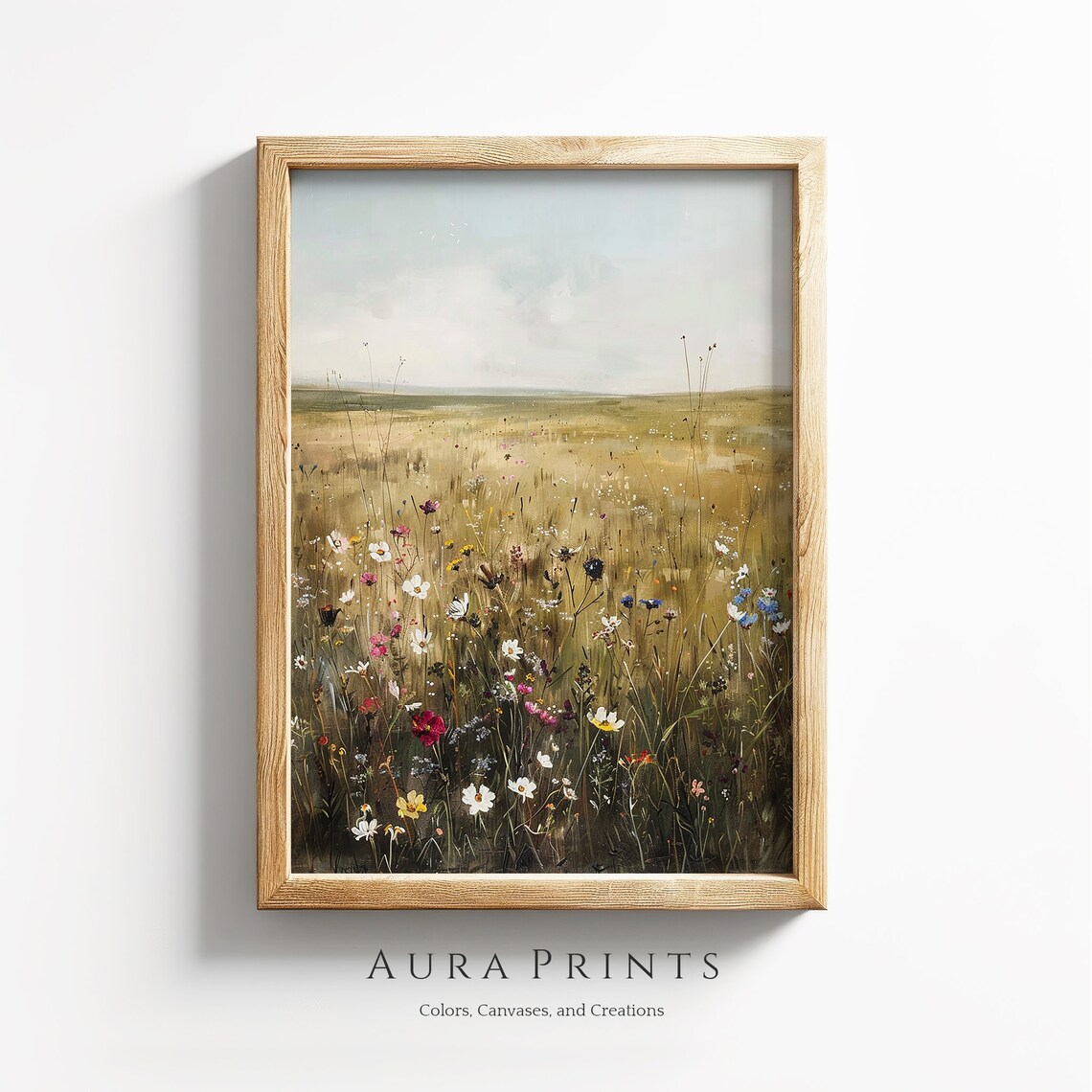 Golden Wildflower Meadow Oil Painting Colorful Field Floral Poster