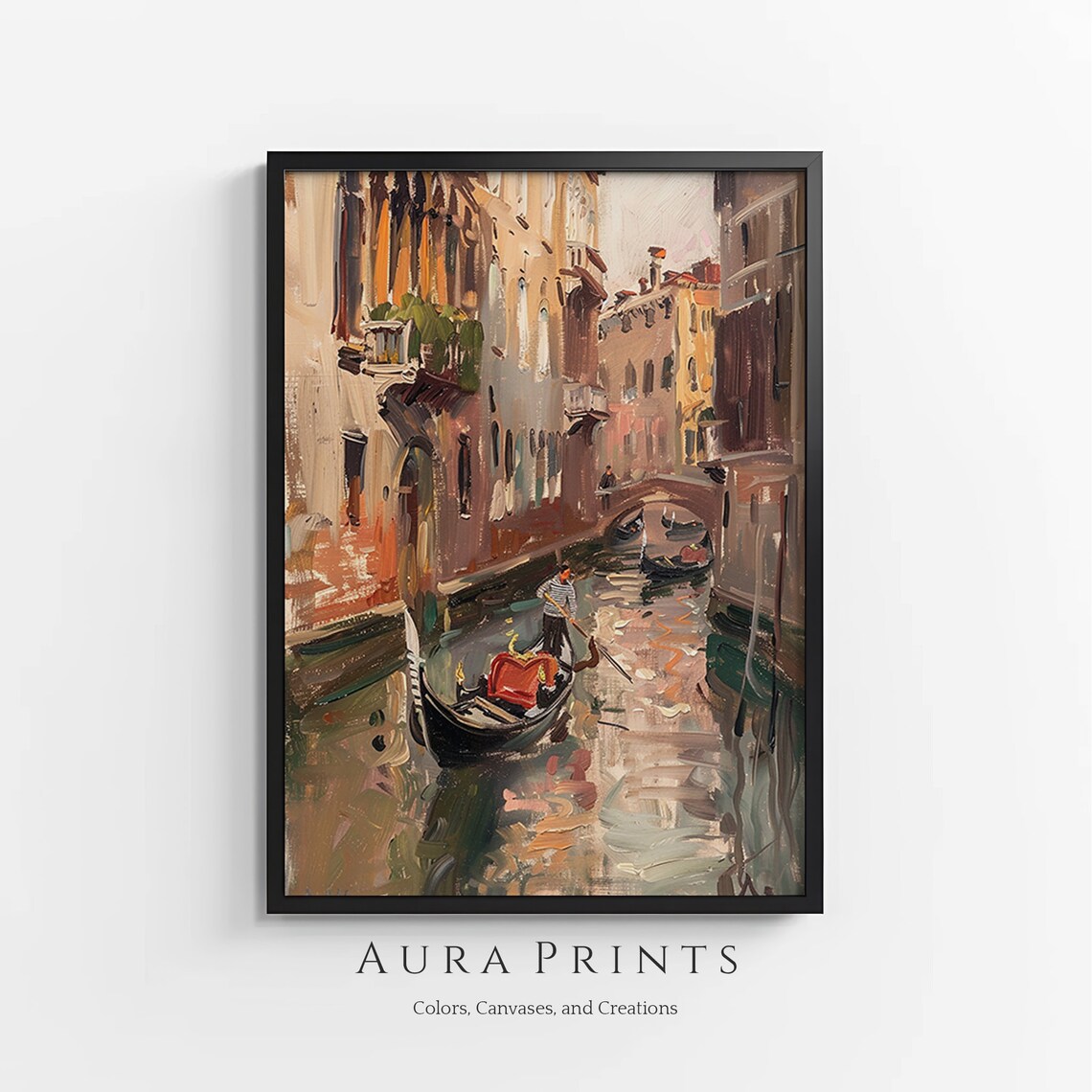 Venice Italy Gondola Canal Vintage Oil Painting Travel Art Poster