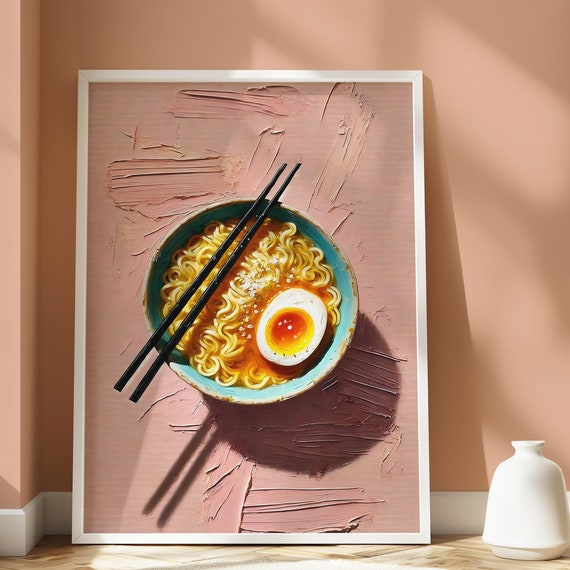 Ramen Print Noodles Wall Art Kitchen Wall Art Aesthetic Kitchen Decor Noodles Print Bar Cart Art Print Ramen Poster