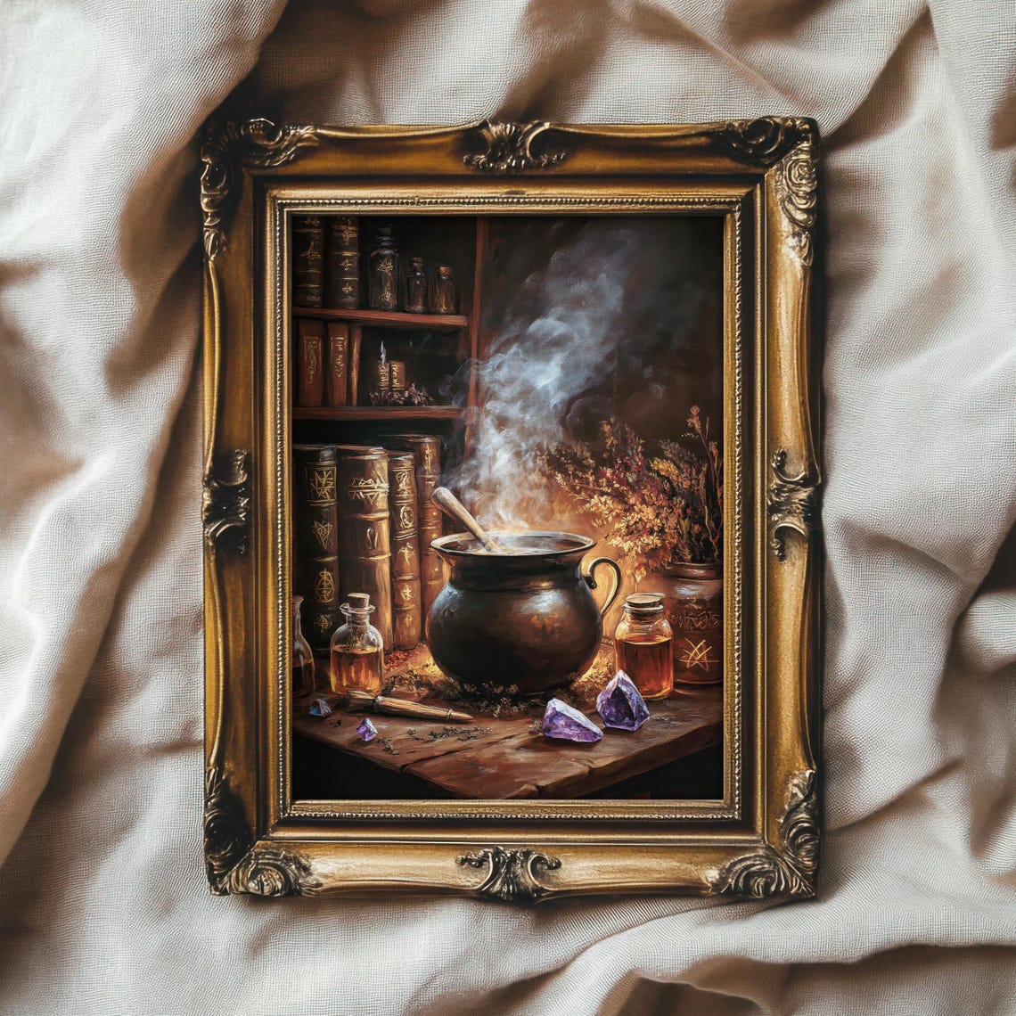The Witchs Lair, Vintage Style Halloween Art Print