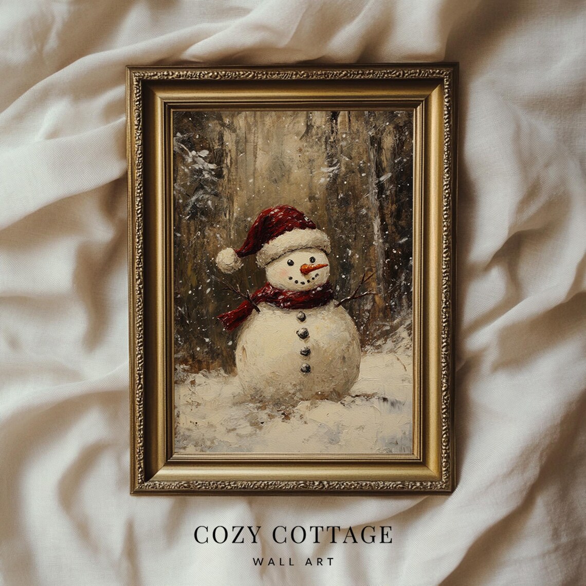 Moody Snowman Art Print, Rustic Winter Decor - Image 2