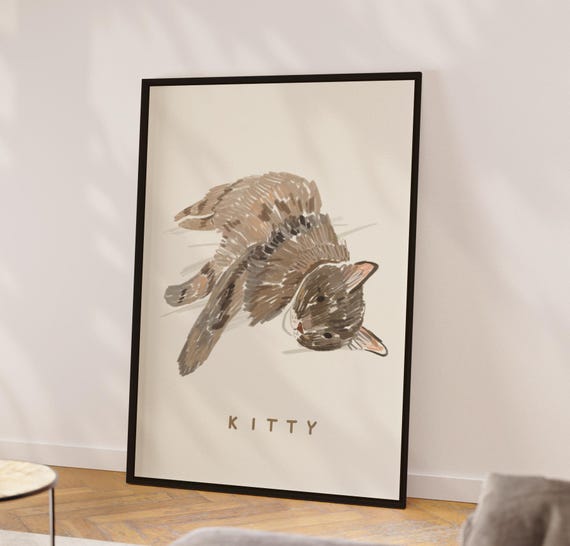 Custom Cat Portrait Watercolor Art Print
