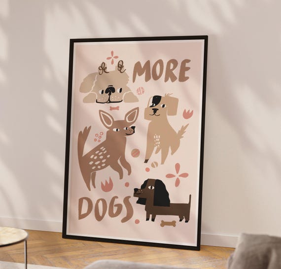Dog Drawing Nursery Decor Art Print Breed Poster Pet Lover Gift Colorful Prints For Kids Room Wall Portrait