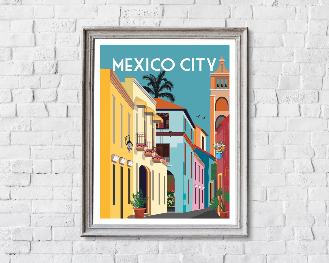 Mexico City Retro Travel Poster, Travel Print - Image 2