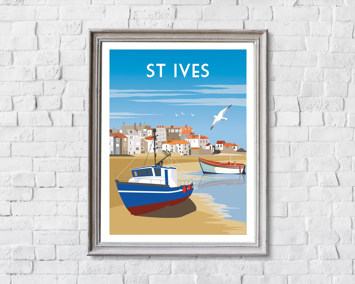 St Ives Cornwall Fishing Boats Retro British Seaside Travel Poster - Image 2